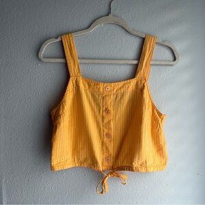 Yellow Button-Down Crop Top